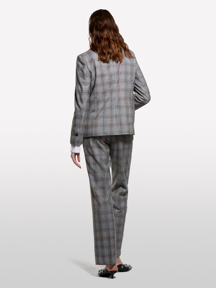 Μπλέιζερ καρό από φανέλα  - μπλέιζερ γυναικεία - Γκρι | Sisley image number 2